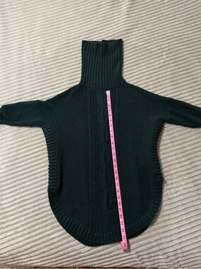 Express Dark Green Cable-Knit Turtleneck Poncho Sweater